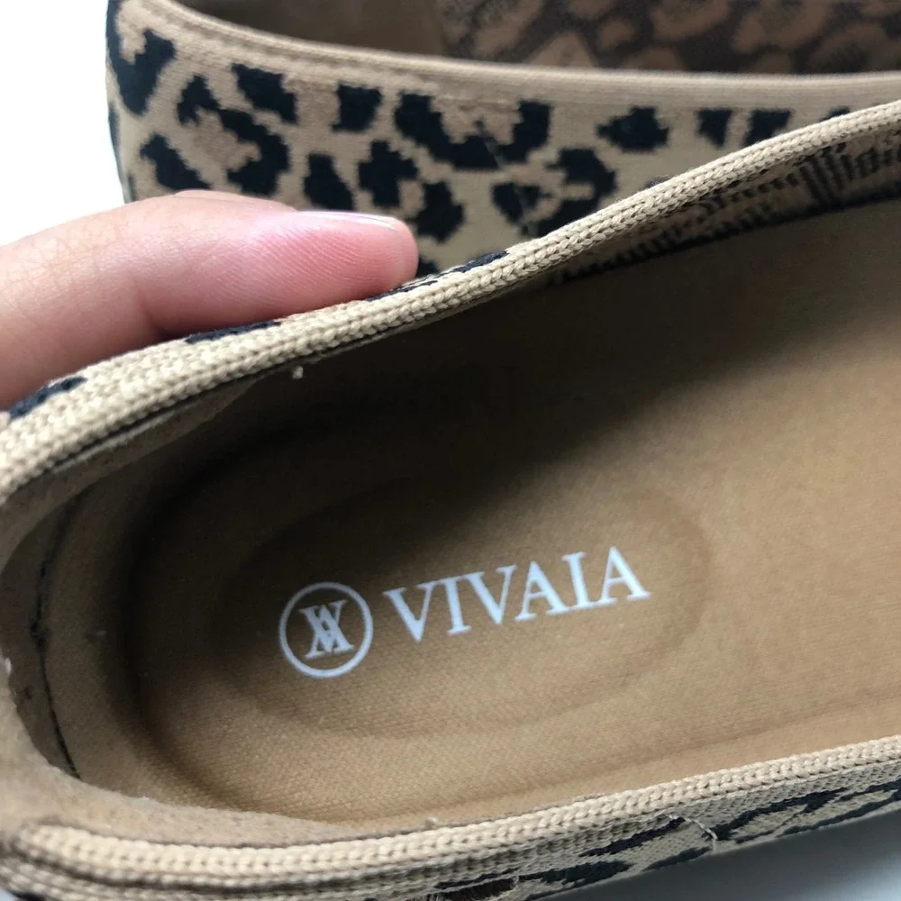 Vivaia Flats Womens 40 US 9 Leopard Print Square Toe Knit Sustainable Shoes